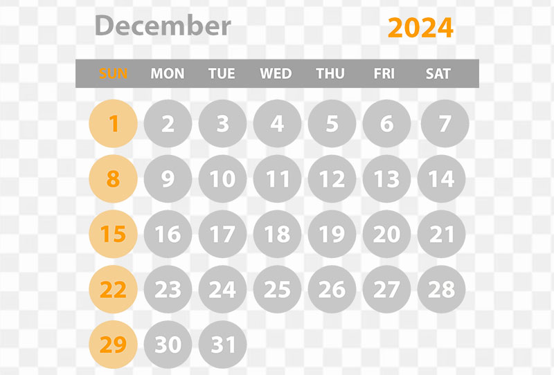 Simple Calendar For December 2024 Clipart Png On Transparent Background For Free Download