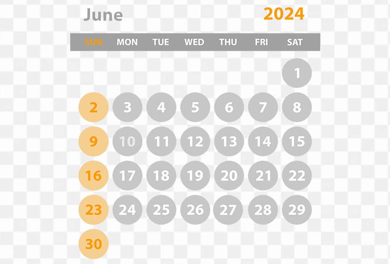 June Calendar Of 2024 Png Transparent Image For Free Download