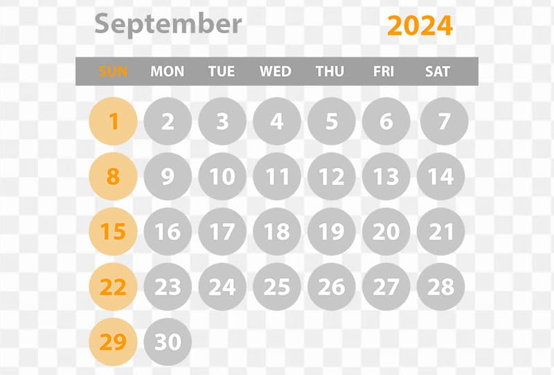 September Month Calender Of 2024 Vector Clipart Png Image For Free Download