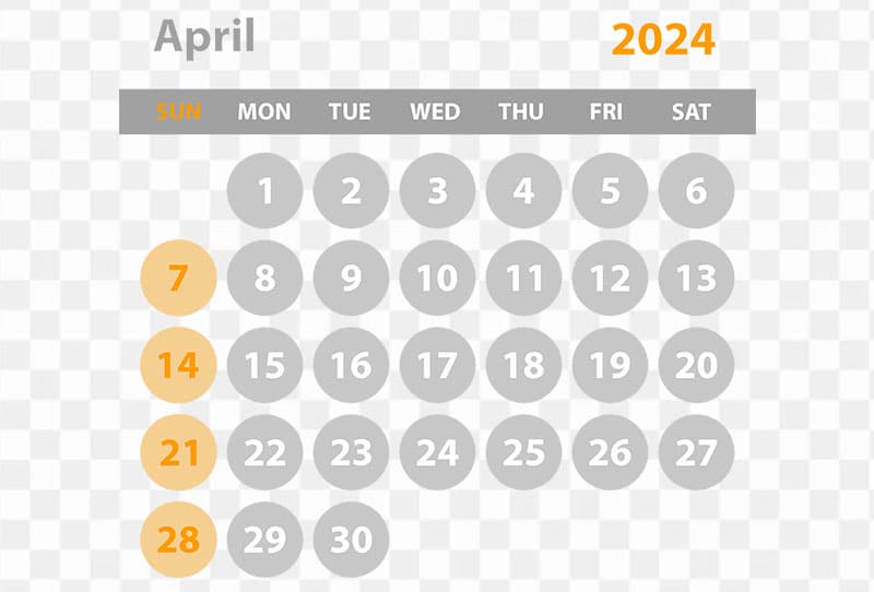 April Month Calender Of 2024 Vector Clipart Png Image For Free Download