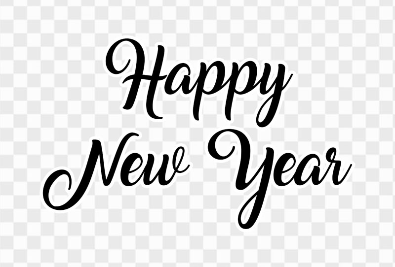 Calligraphy Happy New Year Black Text Vector Png Clipart Image Transparent Background Free Download
