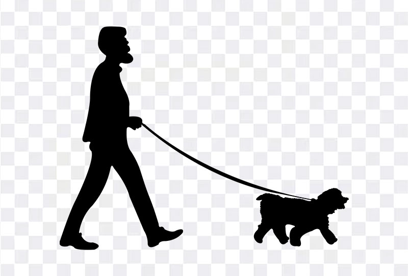 Walking Silhouette Of A Man And Dog Vector Clipart Png With Transparent Background Free Download