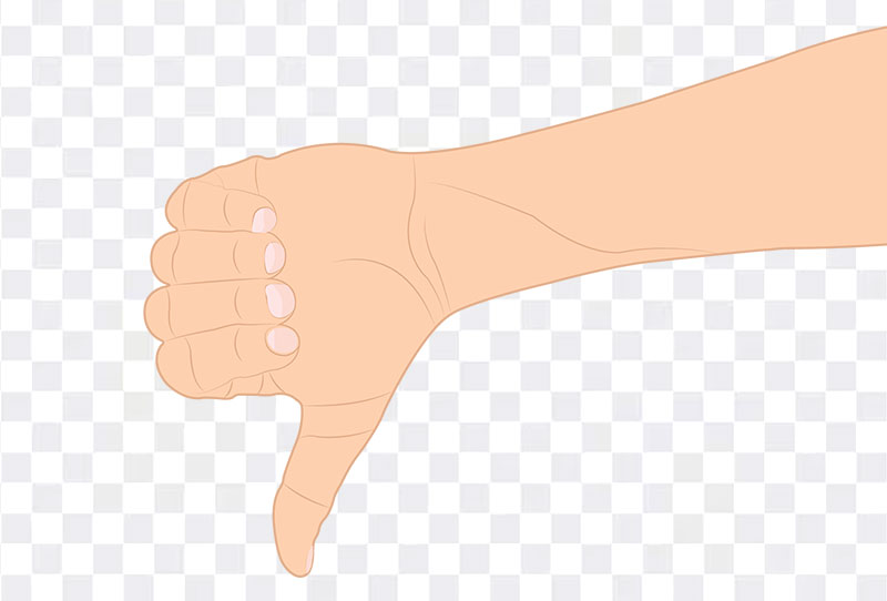 Hand Drawn Cartoon Thumb Down Hand Gesture Vector Clipart Png On Transparent Free Download