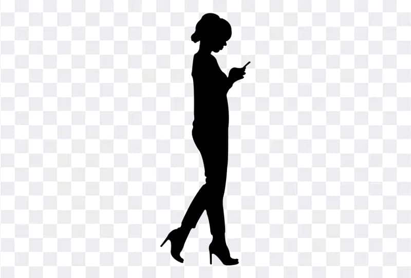 Business Women Using Mobile Phone Silhouette Vector Png Transparent Free Download
