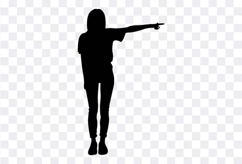 Black Silhouette Of A Woman Standing And Up Arm Vector Png Transparent For Free Download