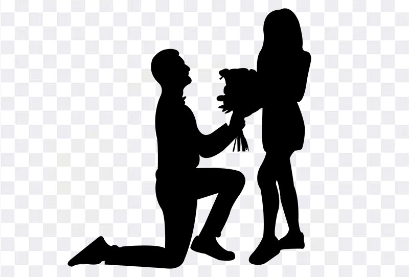 Download Silhouette Of A Young Boy Propose To His Girlfriend Png Transparent Image Without Background