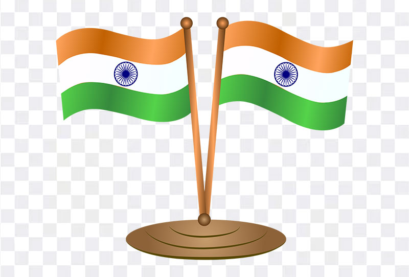 Two Indian Flag With Stand Vector Clipart Png Transparent Image Free Download