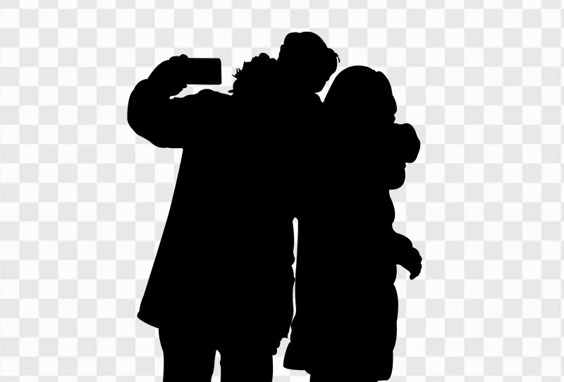 Download Couple Taking Selfie Silhouette Vector Free Png Image With Transparent Background