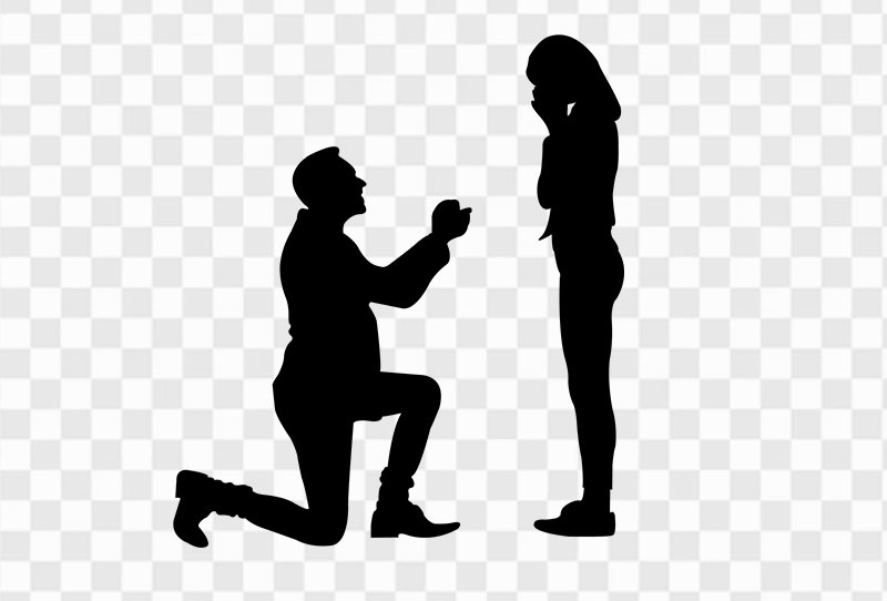 Free Romantic Marriage Proposal Couple Silhouette Vector Png Free Image Transparent For Download