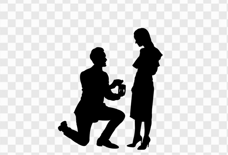 Man Propose To The Woman For Marriage Silhouette Vector Png Transparent Image Free Download