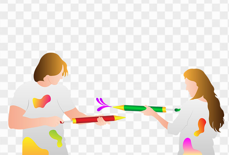 Girl And Boy Celebrating Holi Vector Illustration Png Transparent Image For Free Download
