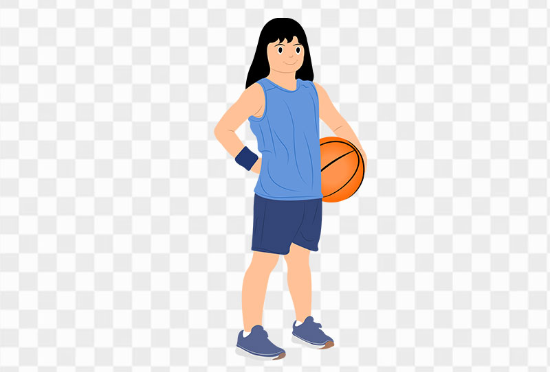 A Girl Holding Basketball Vector Clipart Png Transparent Image For Free Download