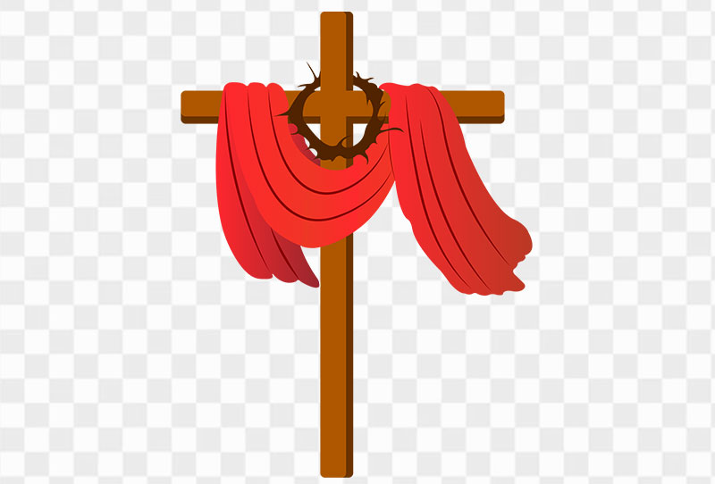 Christian Wooden Cross With Red Cloth Vector Png Transparent Image For Free Download