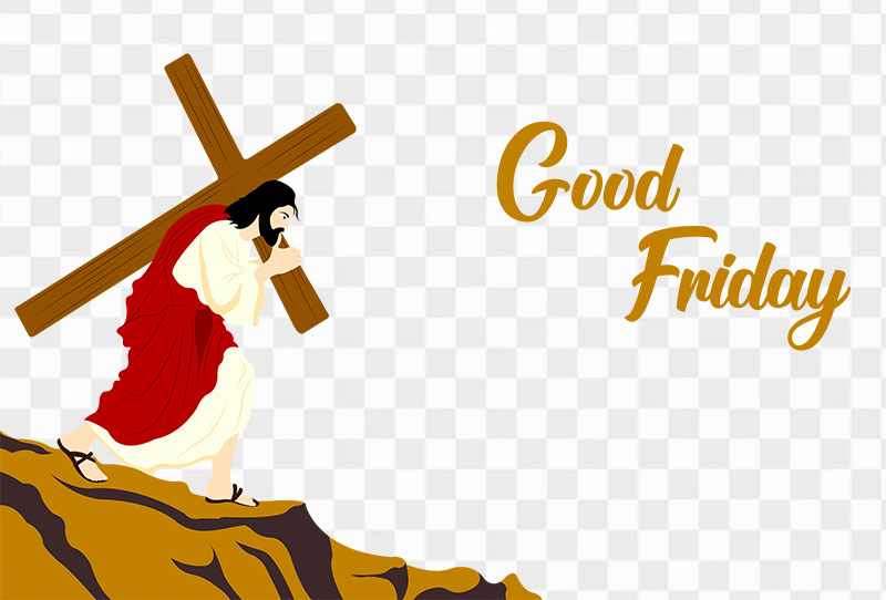 Good Friday | Jesus Christ Holding Cross Vector Clipart Png Transparent Image For Free Download