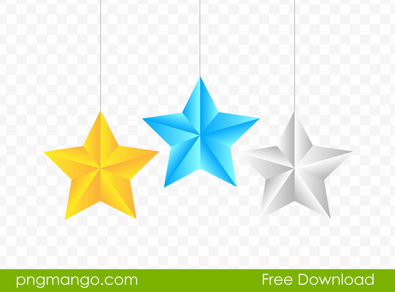 Golden, Blue And Silver Star Vector Illustration Png Image Free Download